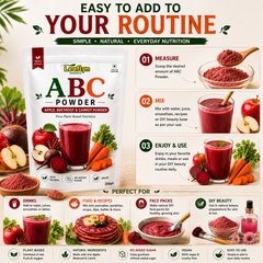 Leaflyn Organics ABC Powder – Apple, Beetroot & Carrot | Natural & Pure | Edible & Multipurpose | 200g