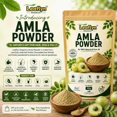 Leaflyn Organics Amla Powder – 100% Natural & Pure | Edible & Multipurpose | 100g